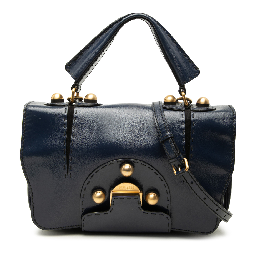 Pre-Loved Fendi Textured Patent F3 Secret Code Satchel